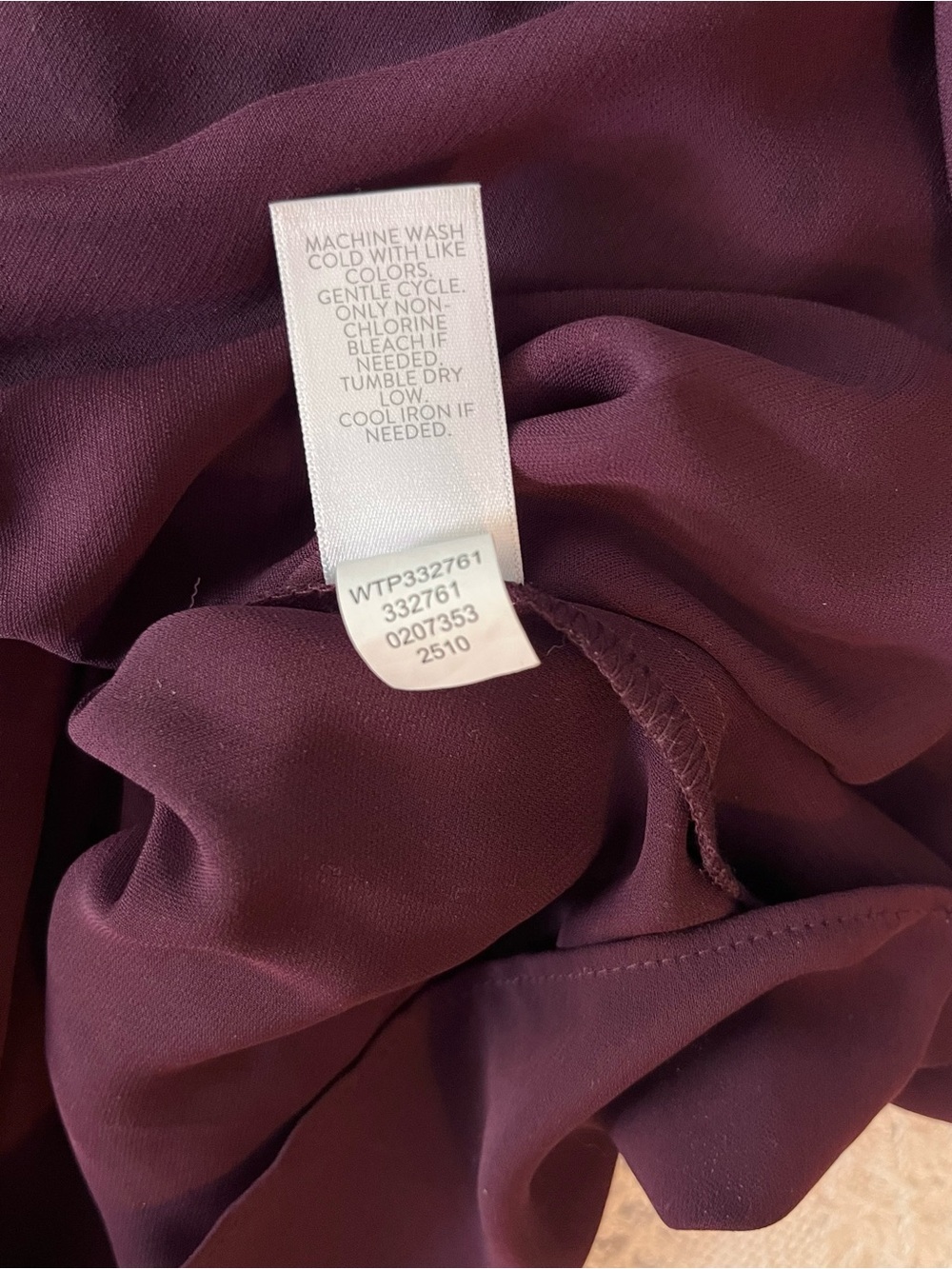 J. Jill Plum Pleated V-Neck Ruffle Poet Blouse in a Rich Burgundy Purple - Picture 8 of 9